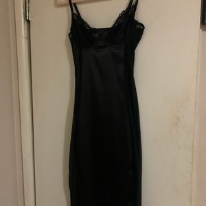 Black Satin MIDI Dress